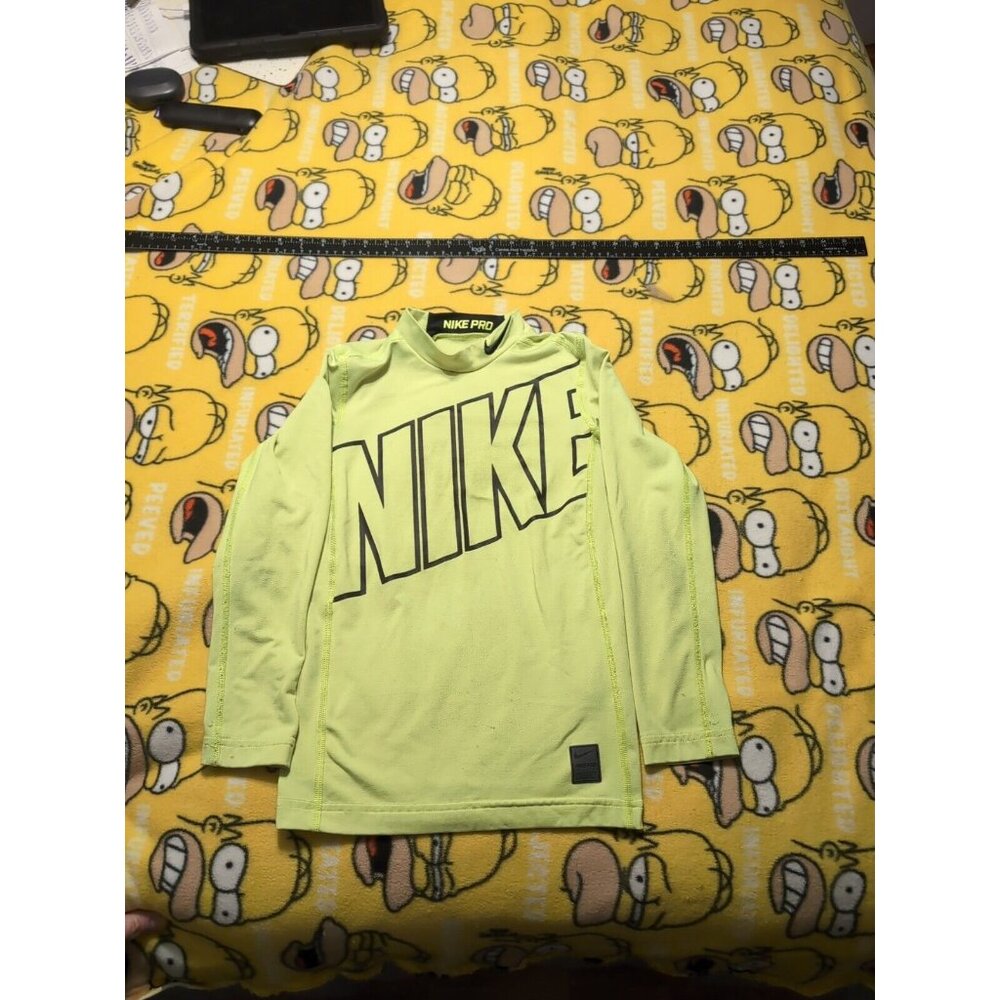 Nike Pro Compression Green Boys Youth Long Sleeve Shirt Size M